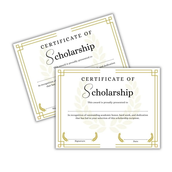 Scholarship Certificate of Achievement 50pk 8.5x11 Award Grant College Honor Society Graduation Announcement to Frame Amount