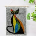 thumbnail image 2 of Abstract Colored Elegant Cat DIY Latch Hook Rug Kits Crochet Yarn Printed Match Embroidery Needlework Carpet Cover Hook and Latch Kit Tapestry Christmas Floor Decoration 38x52cm(3), 2 of 7