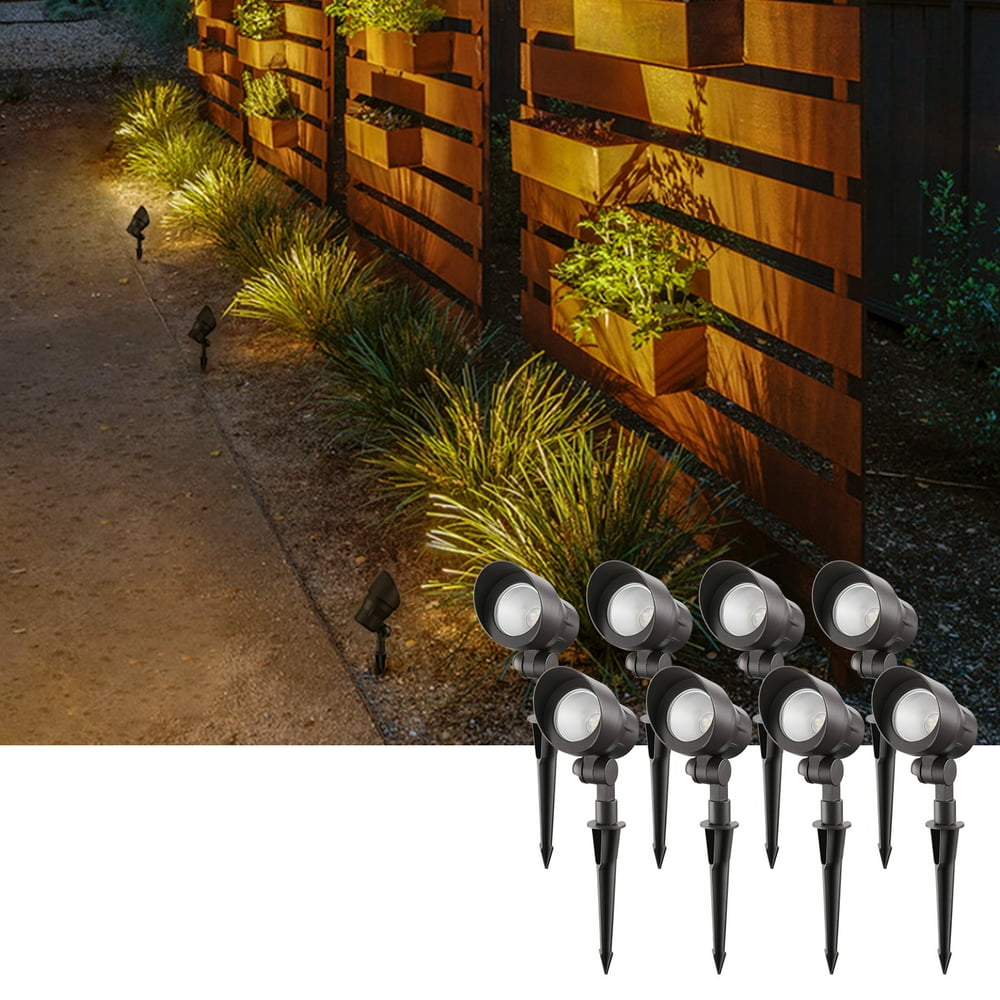 LEONLITE 8 Pack LED Outdoor Lawn Spotlight Light, 4W, IP65 Waterproof