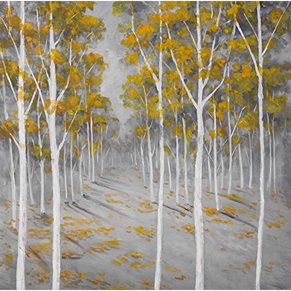 BEGIN DECO MAISON - HOME DECOR Birch Forest Wrapped Canvas, 24x24, Multicolor