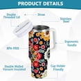 thumbnail image 2 of Yayeee 30oz Stainless Steel Tumbler with Straw and Handle Double-Wall Insulated Travel Water Bottle, Colorful Floral Pattern, 2 of 8