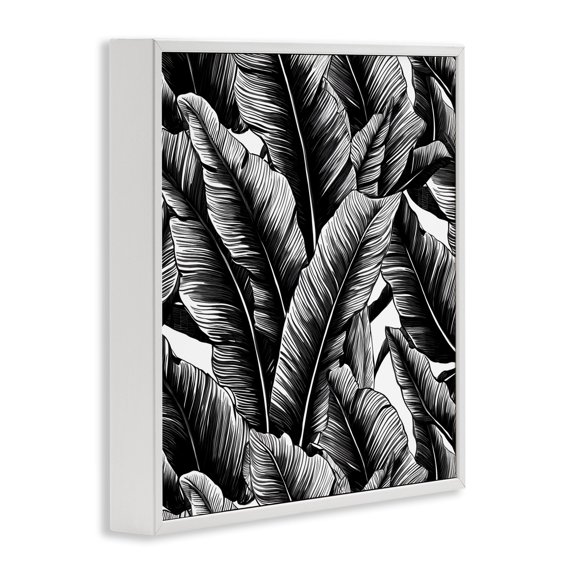 Stupell Industries Black Bold Fronds Botanical & Floral Painting White Framed Art Print Wall Art, 24 x 24