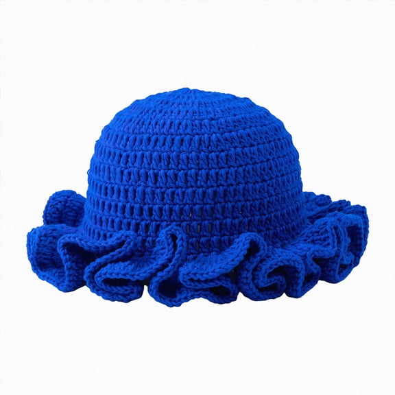 Kids Winter Beanie Hat Girls Crochet Bucket Hat Women Trendy Knit Cap Cute Outdoor Travel Fishing Hat Winter Hat,F,A193-Blue