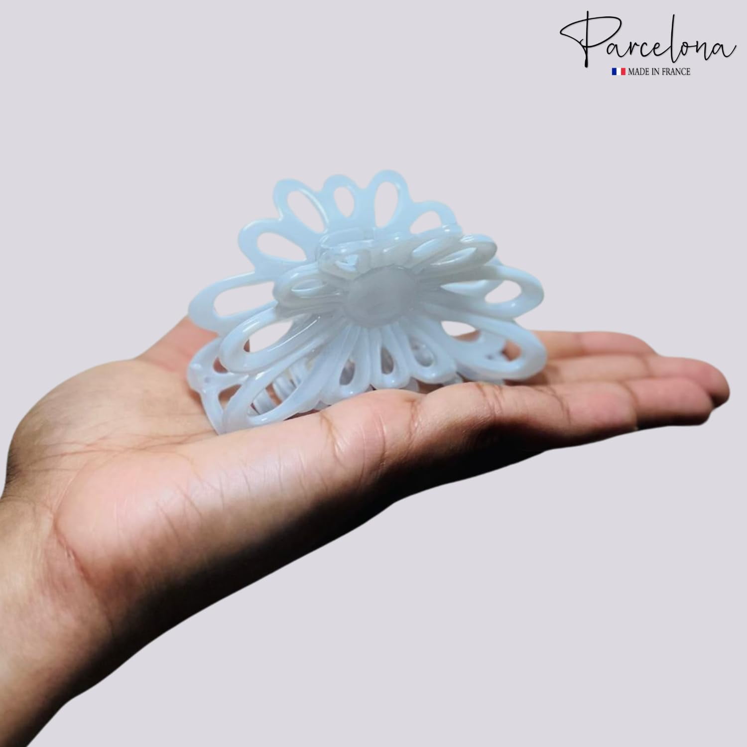 Parcelona French Plume Medium 3" Celluloid Hair Claw Clips for Women  2 Pcs