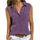 thumbnail image 1 of Mujeres Casual Sólido Sin mangas Turn Down Collar Bolsillos Botones Camisa Tops Pompotops  lopia996140, 1 of 3