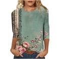 thumbnail image 2 of 3/4 Manga Túnica Tops para las Mujeres Suelto Impreso Cuello Redondo Camiseta, Blusa Casual para Uso Diario Y en el Hogar, Suéter Ligero, 2 of 4