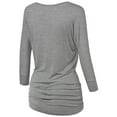 thumbnail image 2 of Made by Johnny Women's V-Neck 3/4 Sleeve Dolman Top with Side Shirring XXXXL HEATHER_DARK_GREY, 2 of 6