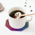 thumbnail image 5 of Sigee Leopard Neon Rainbow Gradient for Water-Resistant, Heat-Resistant, Non-Slip Leather Coasters Set, Ideal for Coffee Table, Office, Bar, Home Decor-Octagon, 5 of 6
