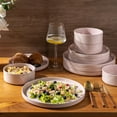 thumbnail image 3 of Ceramic Dinnerware Set for 4 | Speckled Stoneware Plates and Bowls with unglazed terracotta | Scratch Resistant, Dishwasher & Microwave Safe Dishes Sets- 12-Pcs Pink, 3 of 8