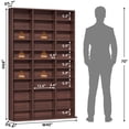 thumbnail image 2 of LELELINKY Triple Row 11-tier Bookshelf, 68 in Tall Bookshelf with 33 Open Display Shelves, Extra Large Bookcase for Office Living Room, Walnut, 2 of 11