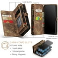 thumbnail image 3 of For Apple iPhone 11 Wallet Case,Multi-Functional Retro Leather Purse Flip Cover Zipper Wallet Case with Removable Card Slots Pocket & Detachable Wrist Strap Magnetic Phone Case, Darkbrown, 3 of 9
