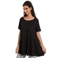 thumbnail image 4 of Womens Short Sleeve Casual Loose Fit Flare Swing Tunic Tops Basic T-Shirt Plus Size, 4 of 6