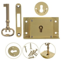 LULULION 1Set Brass Desk Drawer Lock Vintage Style Cabinet Lock for Furniture and File Cabinet Drawers