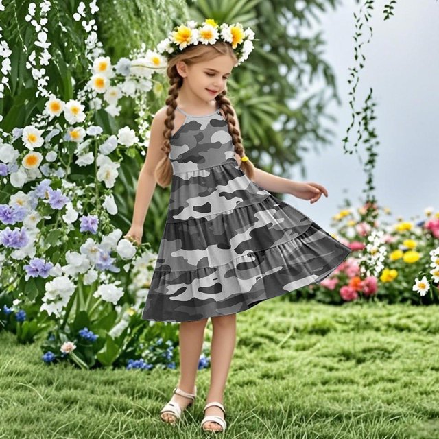 LOVZFMLL Robe à Manches Courtes pour Enfants, Taille Cintrée, Couleur Unie