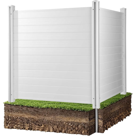 Outdoor Privacy Screens, 50" W x 50" H Air Conditioner Fence, Pool Equipment Enclosure, Horizontal Vinyl Privacy Fence, Perfect to Enclose Trash Can and A/C Units (2-Panel)