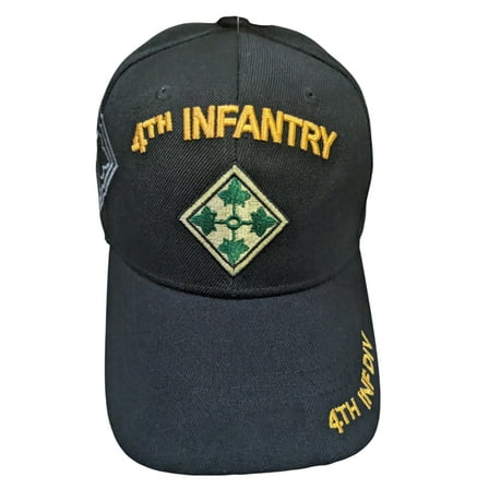 US Military 4th Infantry Division Black Baseball Hat Cap