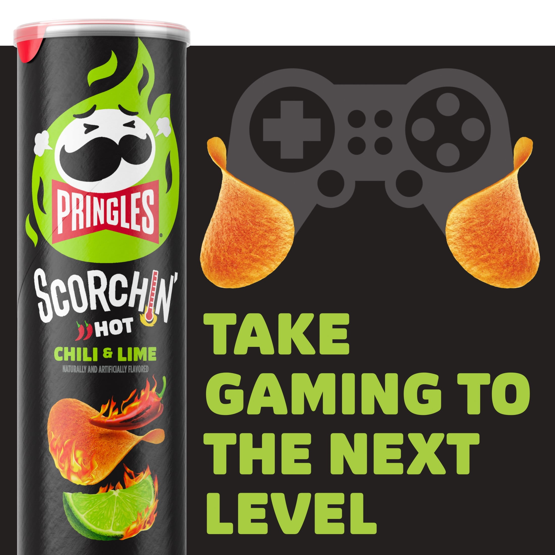 Pringles Scorchin' Chili and Lime Potato Crisps Chips, Spicy Snacks, 5.5 oz