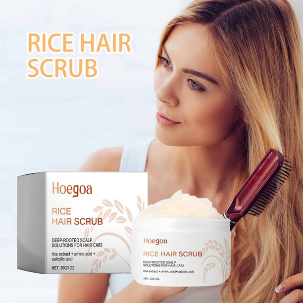 Fiudx Exfoliante de Arroz para El Cabello, Champú de Limpieza Profunda para El Cuero Cabelludo, Crema Nutritiva para El Cuidado Del Cabello, Ingredientes Naturales para La Salud Del Cuero Cabelludo,