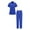 Blue, variant on Women's Comfy Solid Color Scrub Sets Pockets Stretch Stand Collar Top & Straight Pants set Medical Uniform Women Scrub Set Soft Quarter Zip Pullover Top and Elastic Waist Pants with Pockets