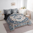 thumbnail image 3 of jejeloiu Vinatge Floral 7-Piece Twin Bedding Sets,Boho Bohemian Theme Bedding Comforter Set,Deepblue Brown Sheet Sets For Men Women,Ultra Soft Home Decor Reversible, 3 of 8