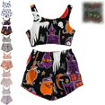 thumbnail image 5 of Halloween Under $ 10 Women Pajama Sets Women Print Tank Top Set Shorts Lettuce Trim Home Purple Pajama, 5 of 6