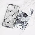 thumbnail image 3 of Compatible with iPhone 15 Plus Shiny Plating Marble Case with Detachable Glitter Paper for Women Men Fashion Luxury Electroplated Soft TPU Camera Protection Shockproof Phone Cover, Silver, 3 of 6