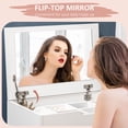 thumbnail image 3 of Ensemble de Coiffeuse Blanc avec Miroir Rabattable et Tabouret - Table de Maquillage / Rangement et Organisation pour Chambre - 23.6 Pouces x 15.7 Pouces x 44.9 Pouces, 3 of 7