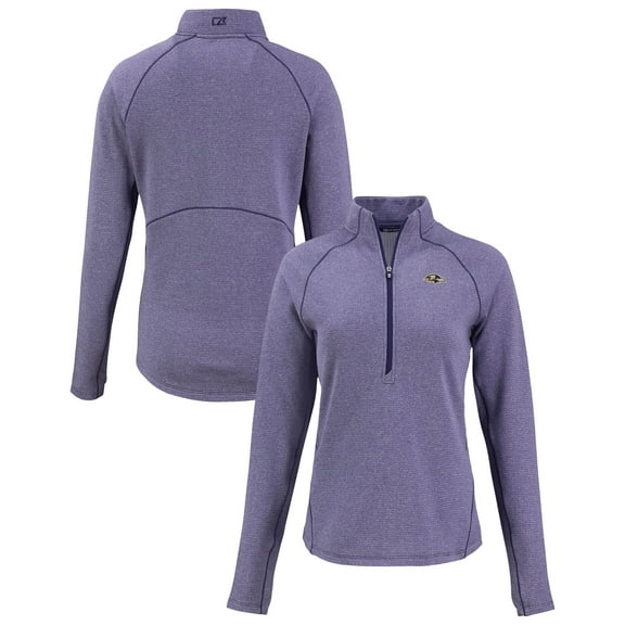 Women's Cutter & Buck Heather Purple Baltimore Ravens  Peshastin Eco Fleece Recycled Tri-Blend Raglan Half-Zip Jacket