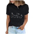 thumbnail image 2 of Tops de Cuello Alto para las Mujeres Amante Impreso Camiseta Cuello Redondo Manga Corta, Poliéster Spandex, 2 of 7