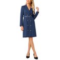 thumbnail image 2 of INSPIRE CHIC Women's Tweed Dress Double Breasted Long Sleeve Blazer Dress with Belt 2XL Navy Blue, 2 of 4