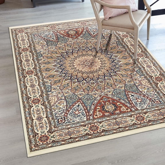 Unique Loom Narenj Collection Area Rug - Adams (7' 10" x 10' Rectangle Ivory/Burgundy)