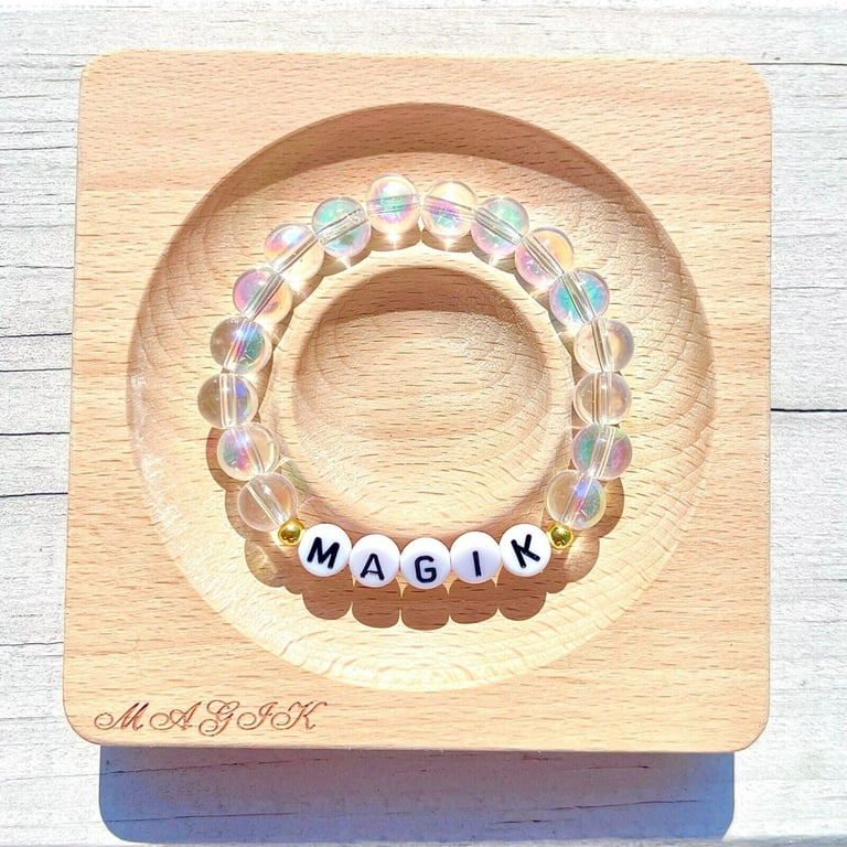 Magik Custom Name Glass Bead Soap Bubbles Mermaid Holographic Aura Mama  Bracelet