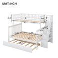 thumbnail image 3 of DreamBuck Twin over Full Bunk Bed with Trundle and Stairs, Solid Wood Bunk Beds for Adults Teens, Loft Bunk Beds with Storage, Full-Length Guardrail, No Box Spring Needed, White, 3 of 7