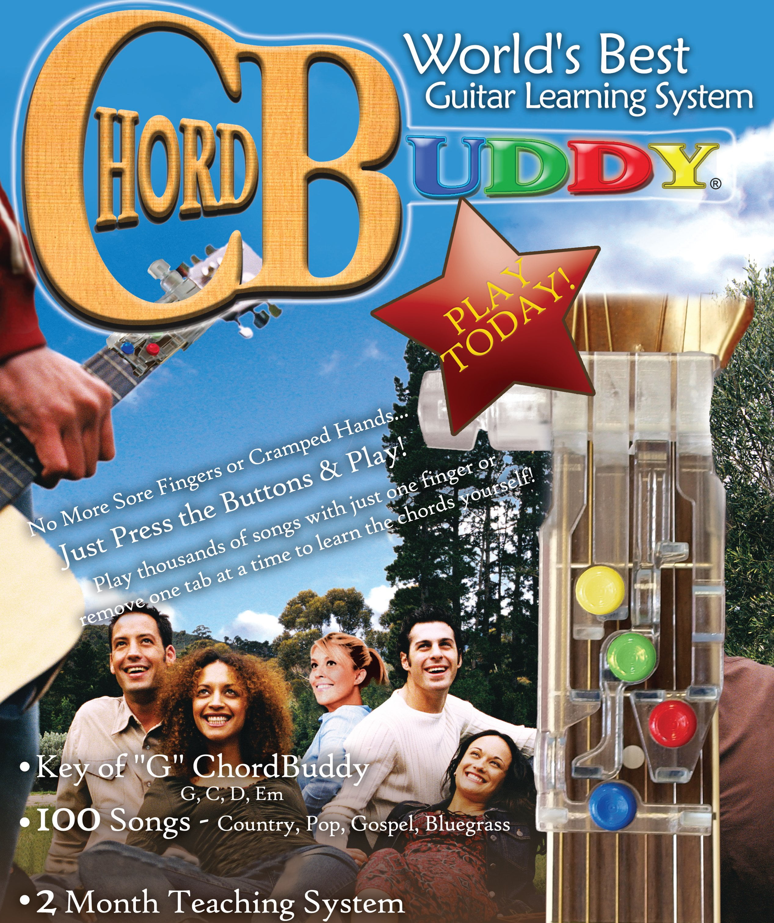 CHORD BUDDY ChordBuddy Guitar Learning System DIGITAL RIGHT HAND Teaching Aid Download Books Practice Tool Play Trainer USA for Standard Right Hand Guitar Adult Teen