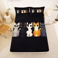 thumbnail image 5 of jejeloiu Cute Cartoon Cat Full Size Sheets Kids,Multi Color Kitten Print Bed Sheets,4pcs, 5 of 6