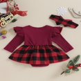 thumbnail image 3 of Tenues de Noël pour Bébé Fille Nouveau-Né Barboteuse à Volants Manches Longues Robe avec Bandeau, 3 of 7