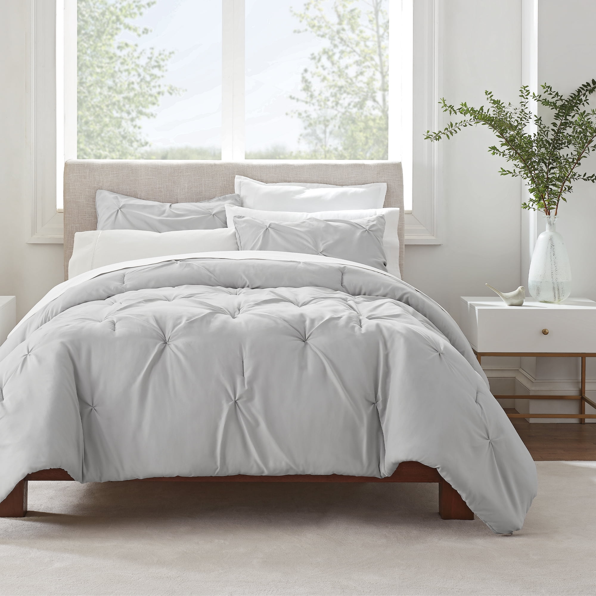 NEW Cream Luxury Modern Pleated Squares Bedding Duvet Set All Sizes 