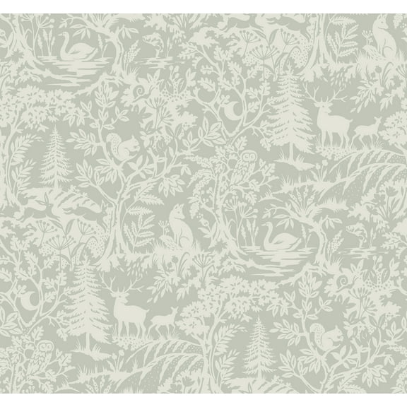 Chesapeake Alrick Sage Forest Venture Wallpaper, 27-in by 27-ft