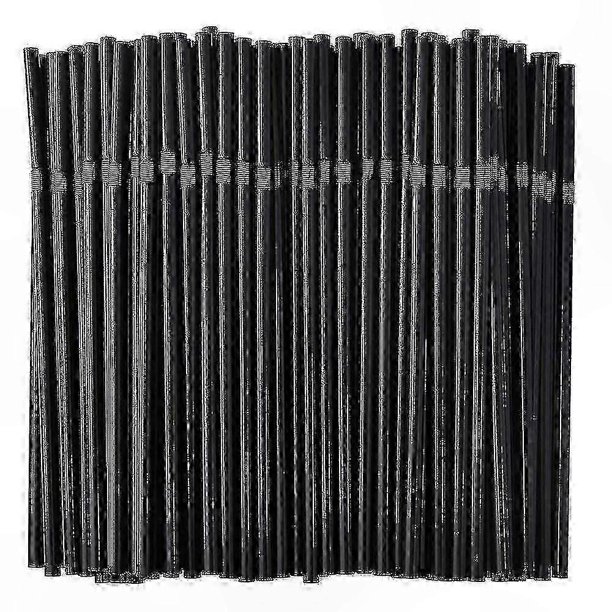 Black Flexible Plastic Drinking Straws, Pack of 500/200/100, Disposable Bendy Straws for Everyday Use