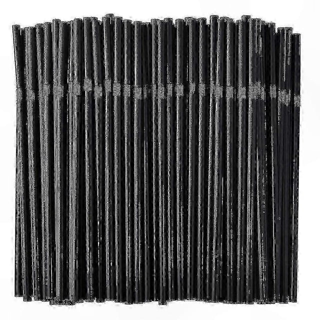 Black Flexible Plastic Drinking Straws, Pack of 500/200/100, Disposable Bendy Straws for Everyday Use