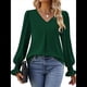 thumbnail image 1 of Blusas de Larga para Mujer 2025, Elegantes, Informales, con Cuello en V, Tipo Túnica, Blusa Holgada de para el Trabajo. Verde L, 1 of 5