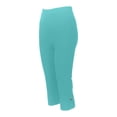 thumbnail image 6 of Capri Leggings for Women Pull on Stretch Cropped Pants Slim Fit Soft Knit Lounge Bottom Everyday Wear Casual Comfy,XL,#02 Light Blue, 6 of 7
