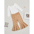 thumbnail image 3 of Franhais 2 Pieces Baby Set, Solid Color U-Neck Long Sleeve Ruffle Romper+ Floral Print Flared Pants, 3 of 9