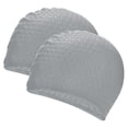 thumbnail image 1 of Uxcell Gorro de Natación de Silicona en Forma de Lágrima, Paquete de 2 para Mujeres y Hombres, Sombrero de Natación Impermeable Antideslizante [Gris], 1 of 6
