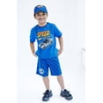 thumbnail image 2 of Hot Wheels Ringer T-Shirt, French Terry Shorts and Hat 3 Piece Outfit Set Toddler to Big Kid, 2 of 5
