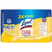 Lysol Disinfecting Wipes, Lemon & Lime Blossom, 240ct (3x80ct) (Pack of 2)