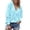 Blue, variant on Women's Cozy Lightweight Long Sleeve Crewneck Top For – Relaxed Fit Solid Color Sweatshirt Style Knit Tee