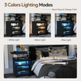 thumbnail image 6 of LED Nightstand with Wireless Charging Station, Bedroom Night Stand with Adjustable Rotary Study Table/Workable, Smart Bedside Table Night Stand with 2 Drawers and 4 Lockable Wheels (Black), 6 of 9