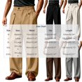 thumbnail image 3 of QIYAGBSA Trousers for Men High Waisted Straight Leg Dress Pants Pleated Front with Button Detail Belt Loops Business Casual Office Work Slacks, 3 of 5
