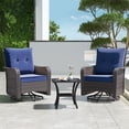 thumbnail image 2 of Kullavik 3PCS Wicker Rocking Chair Swivel Chairs, Patio Furniture Set Rattan Rocking Bistro Sets with Coffee Table for Outdoor Porch Deck Garden Backyard,Navy Blue, 2 of 9